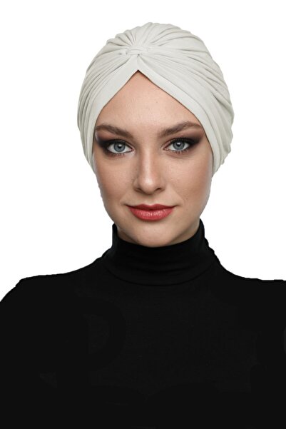 fidan bone Çapraz Bantlı Krem Hazır Türban Tesettür Havuz Bonesi Medikal Kullanıma Uygun