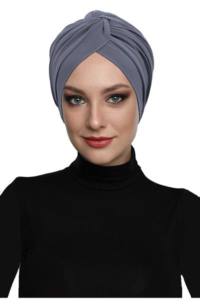 fidan bone Έτοιμο σκούρο γκρι τουρμπάνι Hijab Εξωτερικό και Καπάκι πισίνας με σταυρωτό γάντζο