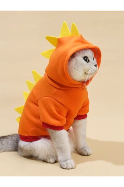 Petwinn Dinazor Tasarımlı Üç Boyutlu Pamuklu Kumaş Kedi Köpek Kıyafeti Kapişonlu