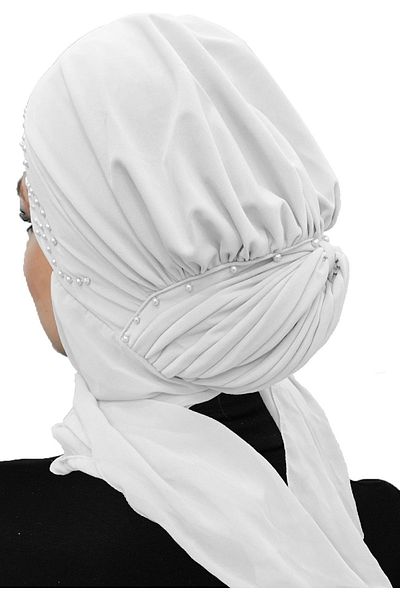 fidan bone White Ready-made Hijab Hijab Bonnet with Top and Scarf