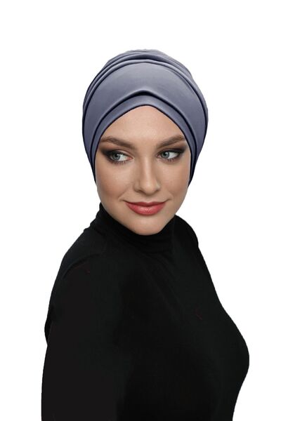 fidan bone Διπλής στρώσης Επένδυση έτοιμου σκούρου γκρι τουρμπάνι Hijab Εξωτερικό και Καπάκι πισίνας
