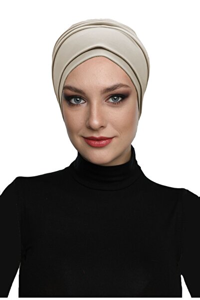 fidan bone Διπλής στρώσης με επένδυση μπεζ έτοιμο τουρμπάνι Hijab Εξωτερικό και Καπάκι πισίνας