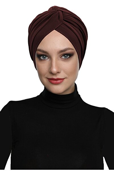 fidan bone Coffee Instant Turban Hijab με σταυρωτό γάντζο εξωτερικό και καπάκι πισίνας