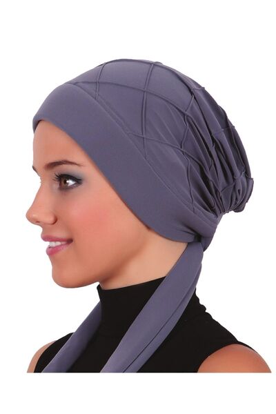 fidan bone غطاء رأس طبي جاهز بتصميم توربان مضلع بلون رمادي داكن، مناسب للاستخ...