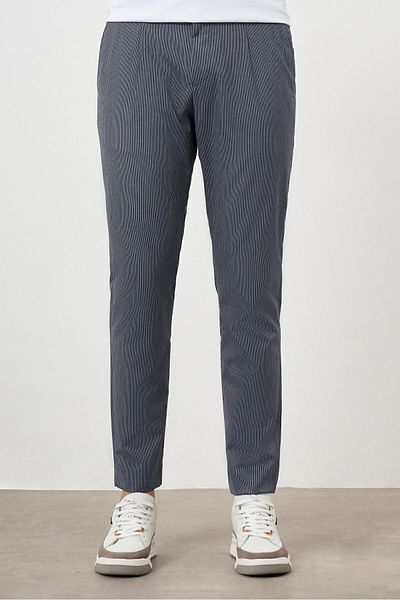 Morven Ανδρικό αθλητικό παντελόνι με πλισέ μπλε Navy Blue Polyviscon Trend