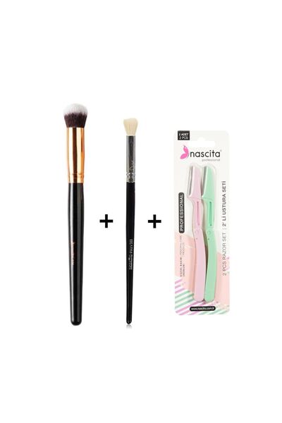 nascita Professional Oval Concealer Brush + Eyeshadow Blending Brush + 2-Piec...