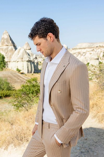 Morven Ανδρικό Ανοιχτό Καφέ Αθλητικό Μπουφάν - Slim Fit, Τσάντα Τσέπη, Κορυφαίος Γιακάς