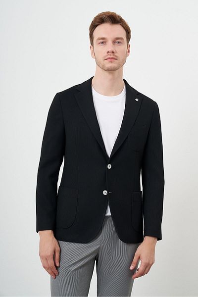 Morven Men's Black Woven Slim Fit Bag Pocket Mono Collar Sports Jacket