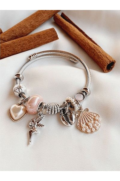 Aşk İksiri Charmed Haunted Heart Seashell Steel Bracelet