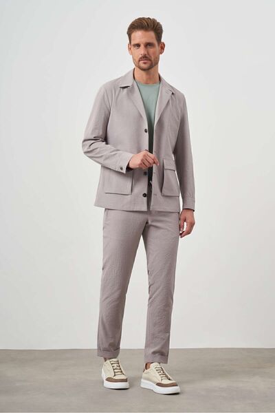 Morven Men's Stone Spring Buttoned Shirt Jacket