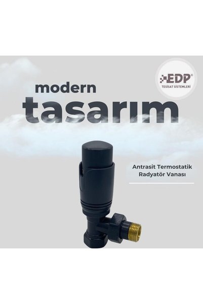 EDP Antrasit Termostatik Radyatör Vanası