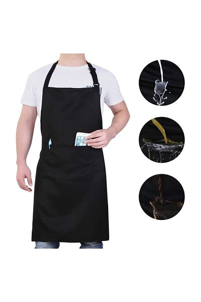 Bundera Apron Chef Cook Waiter Apron Halter Neck Stain Proof Pocket Apron