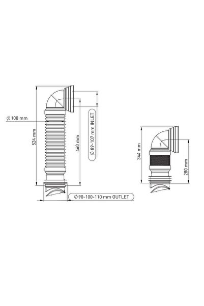 temur Yt69 Dirsekli Körüklü Klozet Gider Borusu-klozet Pis Su Gideri Akordiyo...