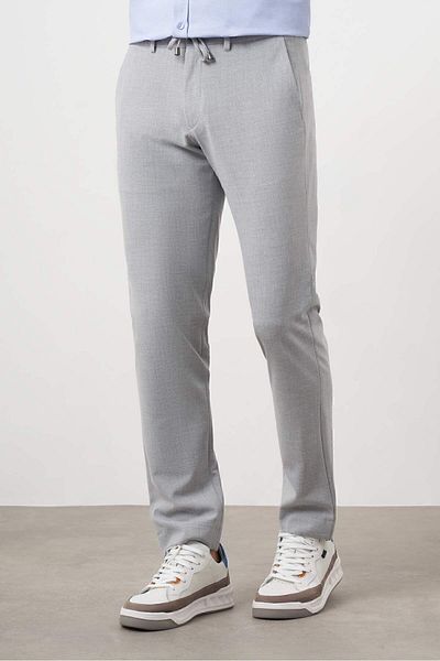 Morven Men's Gray Polyviscon Trend Drawstring Jogger Slim Fit Sports Trousers