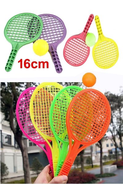 Bundera Set of 24 Toys - Plastic Tennis Racket and Sheet Gift, Preschool and Birthday Gift, 16cm Mini Size