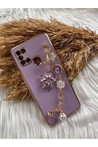 Aksesuarda Moda Samsung A21s Uyumlu Çiçekli Taşlı Incili El Geçmeli Lazer Kes...