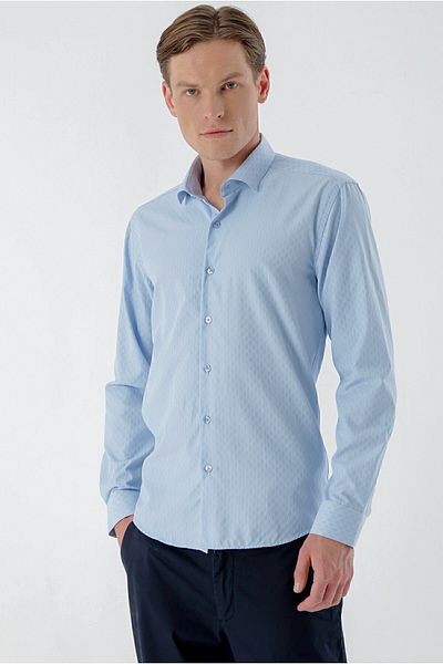 Morven Cămașă pentru bărbați A. BLUE Trend Stripe Board cu guler italian Slim Fit