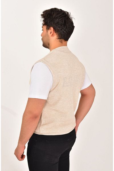 Kamalı Men's V-Neck Knitwear Sweater - Non-Pilling, Oversize, Thessaloniki Lüpen with Hair Braid Detail