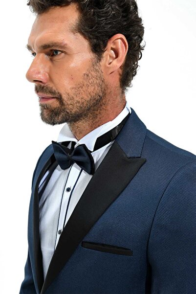 Morven Tuxedo portofino slimfit jacquard albastru bleumarin pentru bărbați