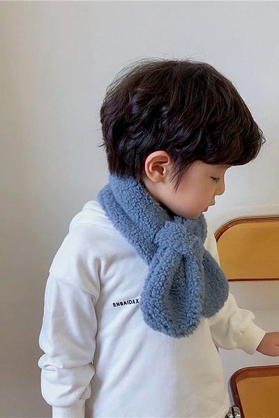 Bundeba Woof Gray Children's Scarf Plush Camisole Windproof Fleece Neck Collar Shawl