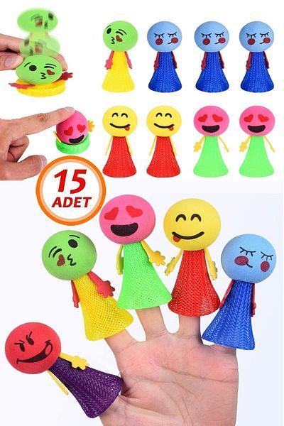 Bundera 15 Pieces Emoji Patterned Jumping Bouncer Toy Karne Gift for Birthday