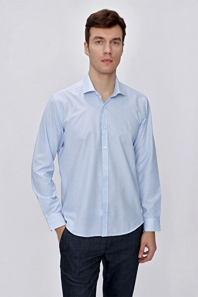 Morven Cămașă slim cu model albastru pentru bărbați