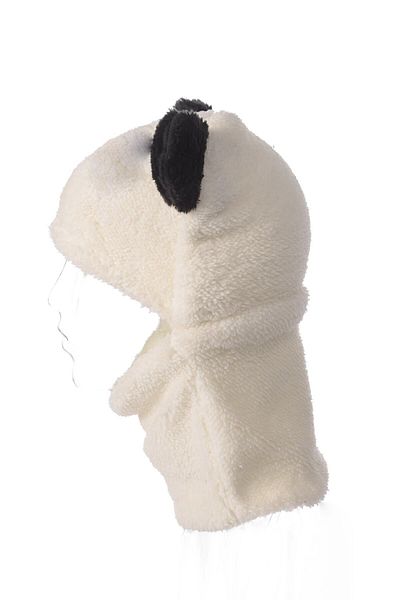 Bundeba Panda Children's Hooded Plush Beanie Scarf Welsoft Neck Collar Windproof Hat with Ears 10-14 Years