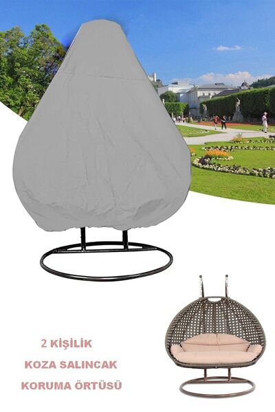 Bundeba Cocoon Gri 2 Kişilik Salıncak Koruma Örtüsü Su Geçirmez Bahçe Kılıfı Yağmur Toz Kir Önleyici Branda