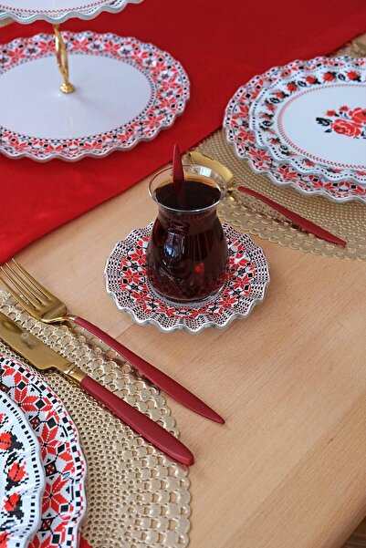 Glore Carmine 6-person Tea Plate Set