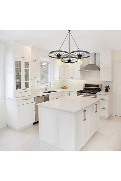 Bundera Bicycle Wheel Pendant Lamp Triple Chandelier Metal Retro Wrought Iron Bar Hotel Restaurant Ceiling Lamp