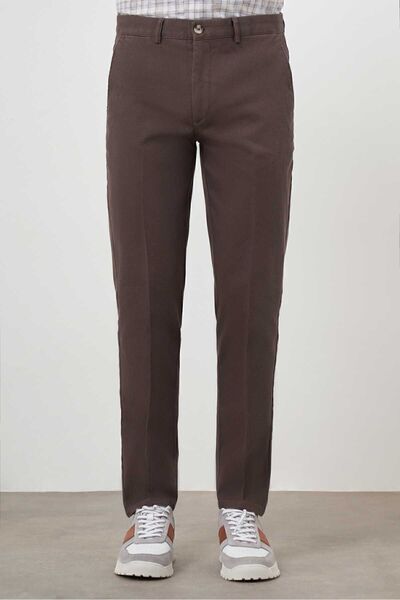 Morven Ανδρικό παντελόνι Chino από βαμβακερό καφέ στο πλάι Dynamic Fit