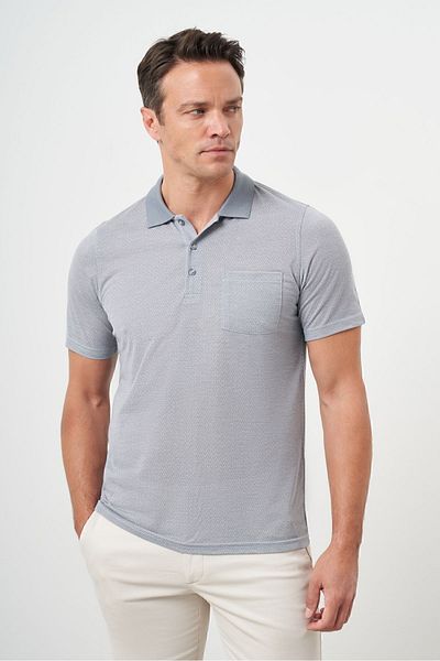 Morven Tricou cu guler polo cu buzunar Trend gri pentru bărbați
