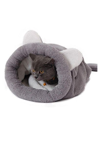 Bundeba Bobi Cat Bed Gray Pet Cat Cushion Soft Cat Tunnel Sleeping Bag Bed Kennel
