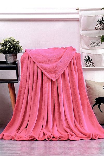 Bundeba Blanket Pink Double Wellsoft Plush Blanket Polar TV/Series Blanket 170x230 Cm