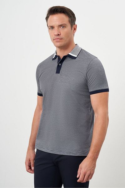 Morven Ανδρικό μπλουζάκι με γιακά πόλο Navy Blue Trend Dynamic Fit