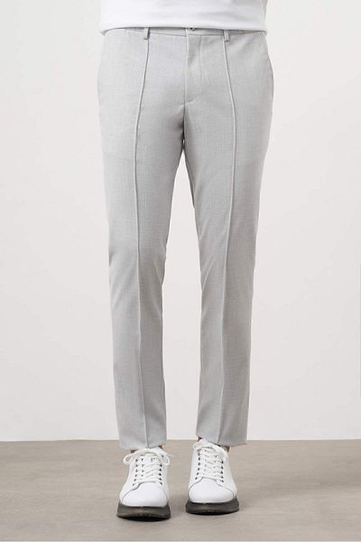 Morven Men's Gray Polyviscose Trend Straight Slim Fit Ribbed Elastic Trousers