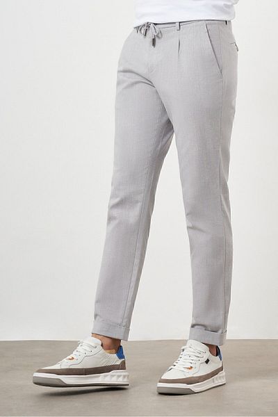 Morven Men's Gray Cotton Linen Trend Drawstring Jogger Slim Fit Sports Pants