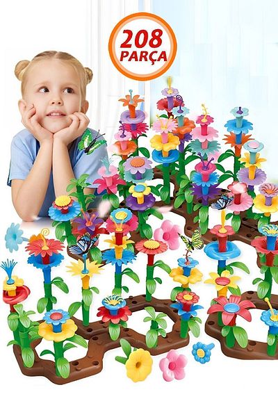 Bundera 208 Piece Flower Garden Building Set - Educational Toy Find and Plug Puzzle