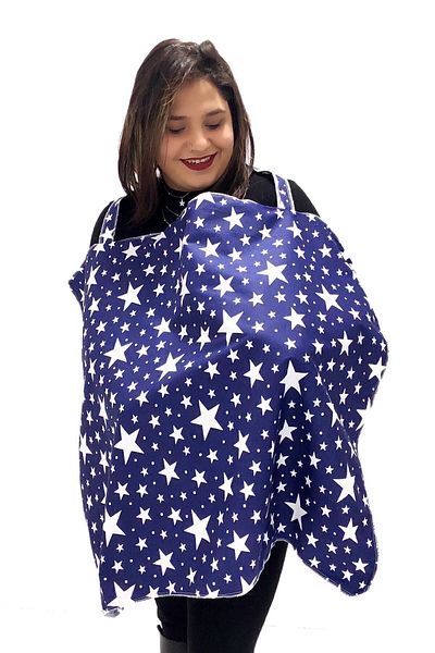 Bundera Adjustable Mother Breastfeeding Cover Washable Baby Breastfeeding Apron Navy Blue Star 85x70