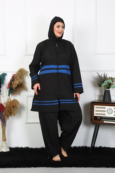 Akbeniz Μαύρο μαγιό Hijab μεγάλου μεγέθους - 7xl 8xl 9xl 10xl 55011
