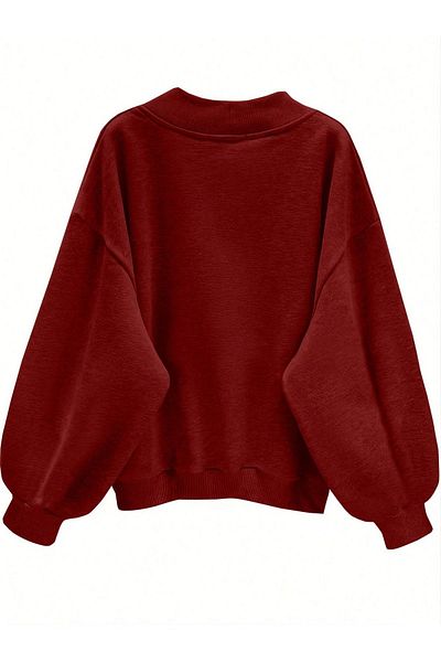 Know Dámská oversize mikina se 3 vlákny červené Comfort v Paříži s výstřihem do V