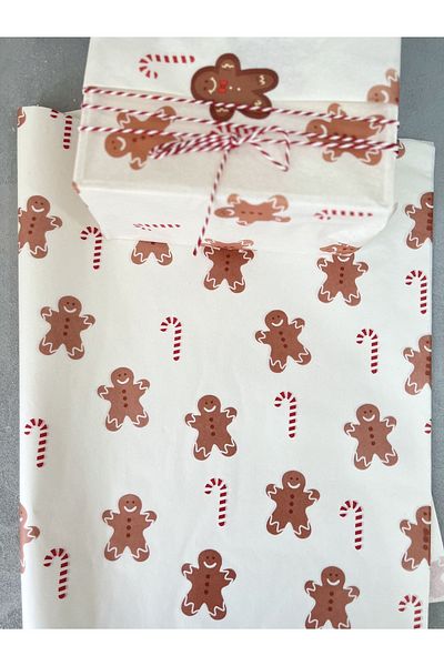 Meyofficial Christmas themed gingerbread man and candy cane plush wrapping paper 50*70 cm
