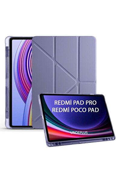 UnDePlus Xiaomi Redmi Pad Pro / Poco Pad 12.1inç Kılıf Kalem Bölmeli Trifolding Case (Düz Redmi Pad Değildir)