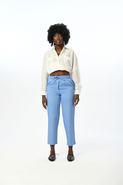 Orfeo Negro KADIN RAHAT KALIP BELİ LASTİKLİ DESENLİ DÜZ RENK PANTOLON