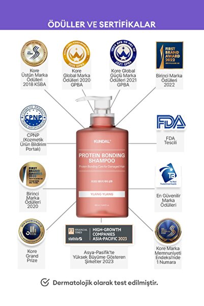 Kundal Yoğun Onarıcı ve Isı Koruyucu Bakım Şampuanı KUNDAL Protein Bonding Shampoo 500ml Ylang Ylang