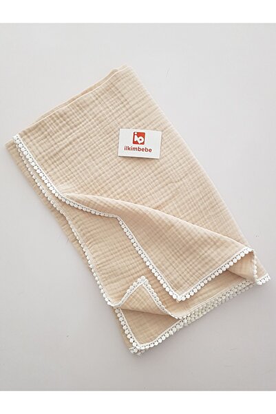 ib ilkimbebe 100X115Cm 4 Layer Pompom Muslin Blanket