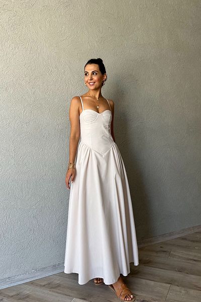 Seda Yalçın Atelier Λευκό φόρεμα Siena με λαβή στήθους