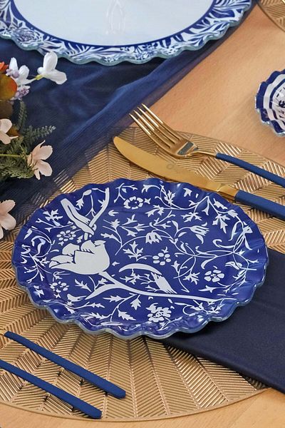 Glore Bluebloom 6-person Glass Plate Set
