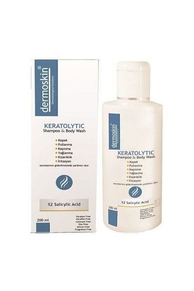 Dermoskin 200 ml Keratolytic Shampoo Body Wash - Anti-Dandruff, Hair and Body Shampoo, Hair Care