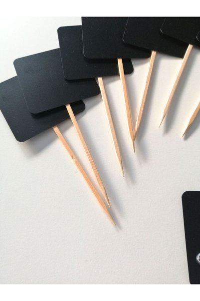 Şeffaf Etiket 10 Pcs Erasable Blackboard Black Label with Studs and Sticks 7X7 cm Product Price Label with Stick